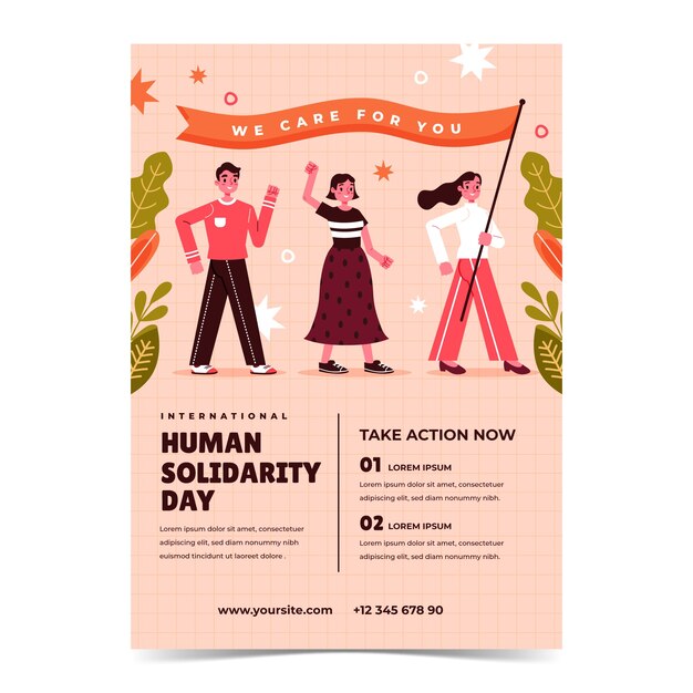 Flat international human solidarity day vertical poster template