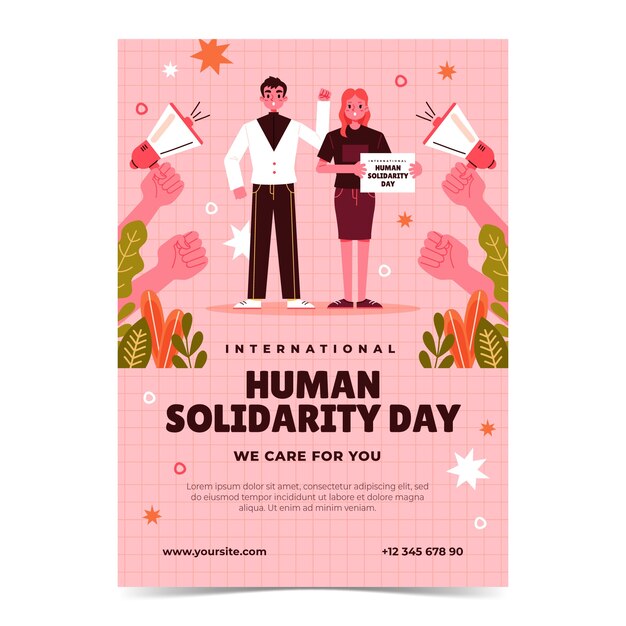 Flat international human solidarity day vertical poster template