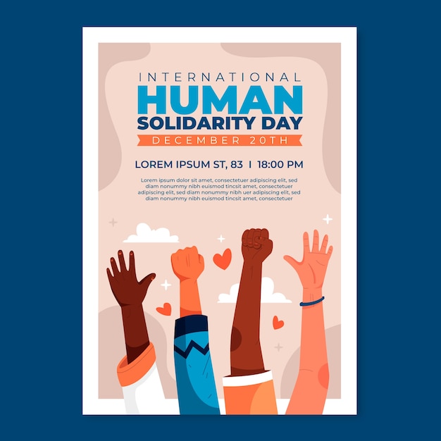 Free vector flat international human solidarity day vertical poster template