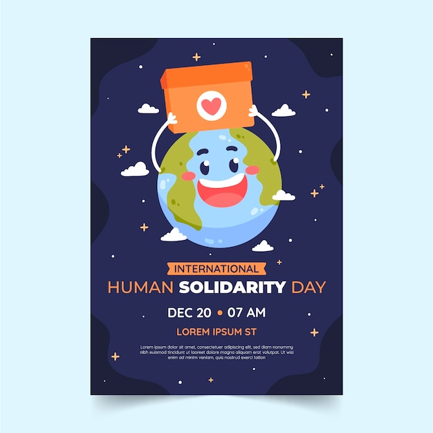 Free vector flat international human solidarity day vertical poster template