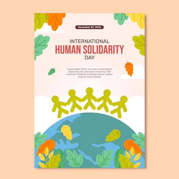 Flat international human solidarity day vertical poster template