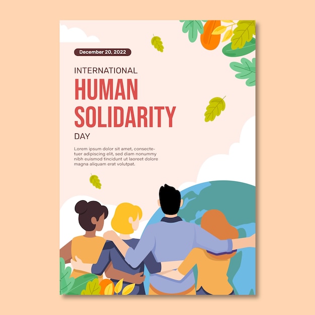 Flat international human solidarity day vertical poster template