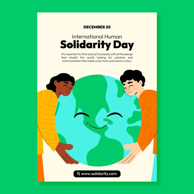 Flat international human solidarity day vertical poster template