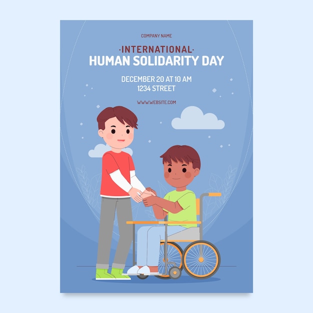 Бесплатное векторное изображение Плоский международный день солидарности людей вертикальный шаблон плаката
