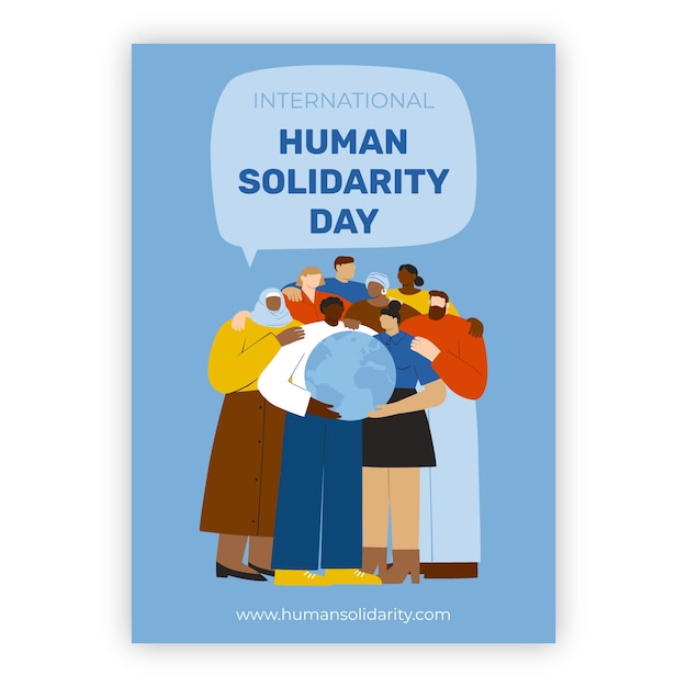 Flat international human solidarity day vertical poster template
