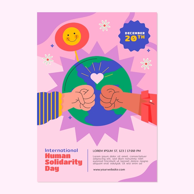 Free vector flat international human solidarity day vertical poster template