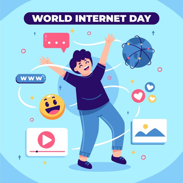 Flat international internet day illustration