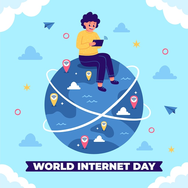 Flat international internet day illustration