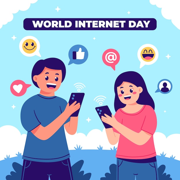 Flat international internet day illustration