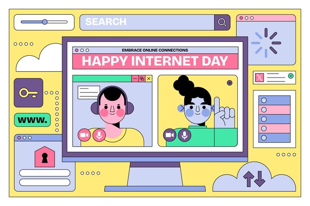 Плоская иллюстрация международного дня интернета