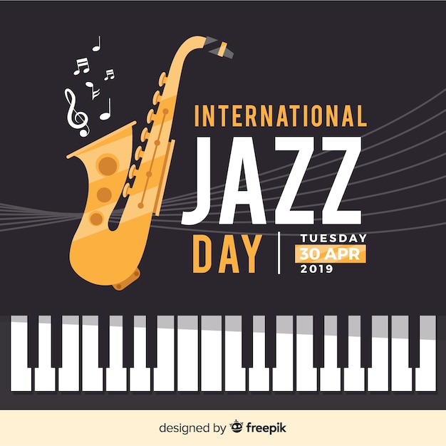 Free vector flat international jazz day background