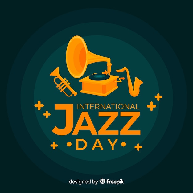 Vettore gratuito fondo piatto giorno jazz internazionale