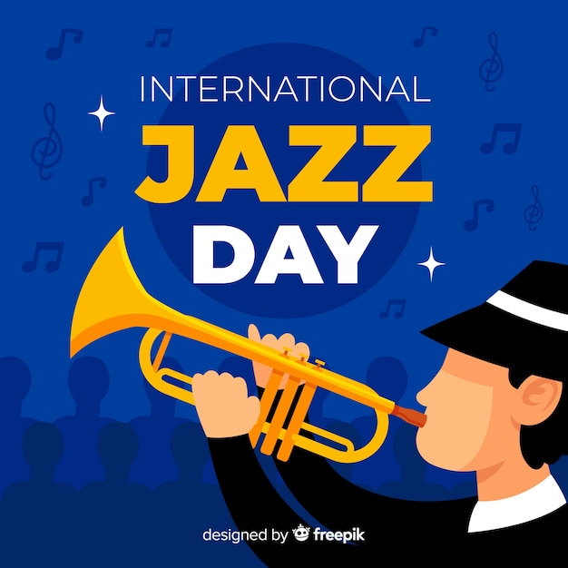 Free vector flat international jazz day background