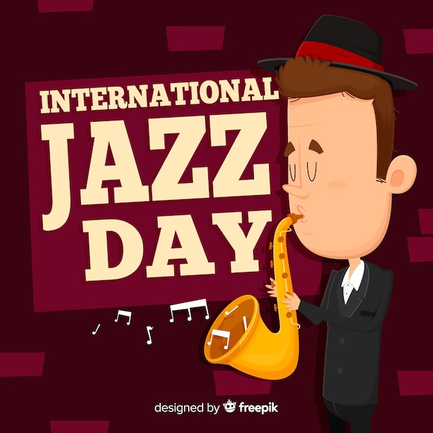 Free vector flat international jazz day background