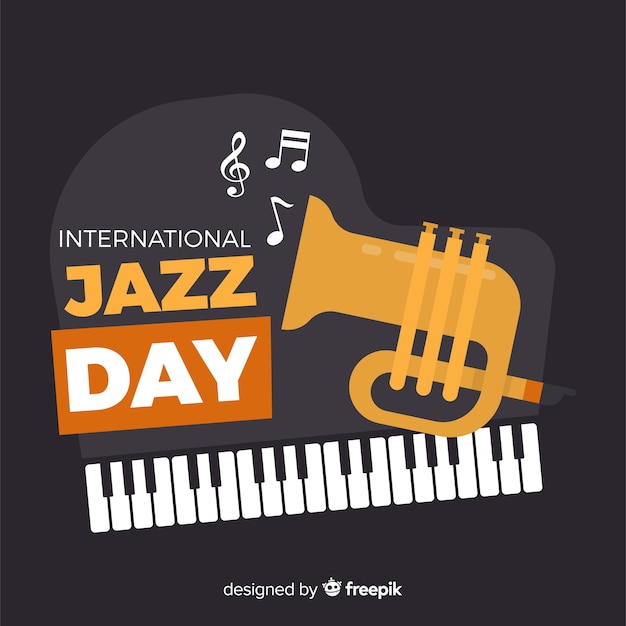 Flat international jazz day background