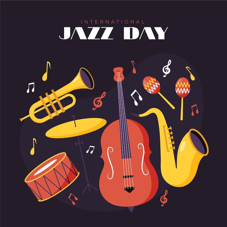 Free Vector flat international jazz day illustration