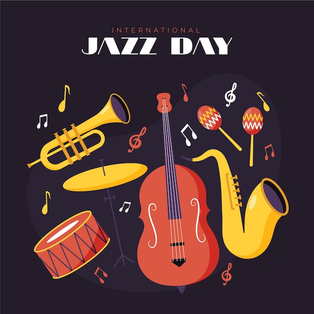 Flat international jazz day illustration