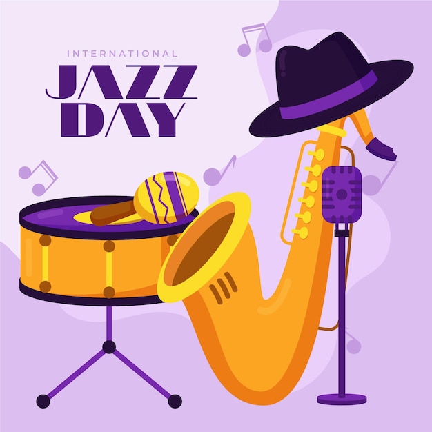 Free vector flat international jazz day illustration