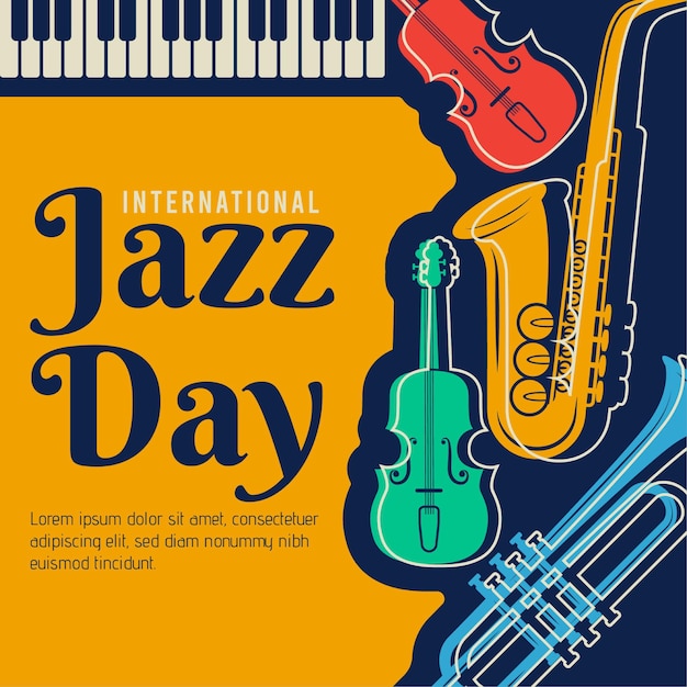 Vettore gratuito illustrazione del giorno piatto internazionale del jazz