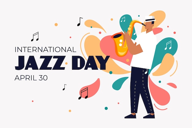 flat international jazz day illustration