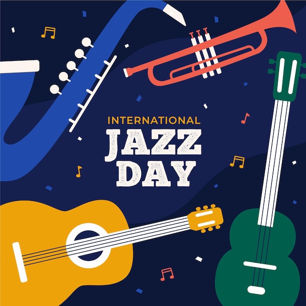 Flat international jazz day illustration