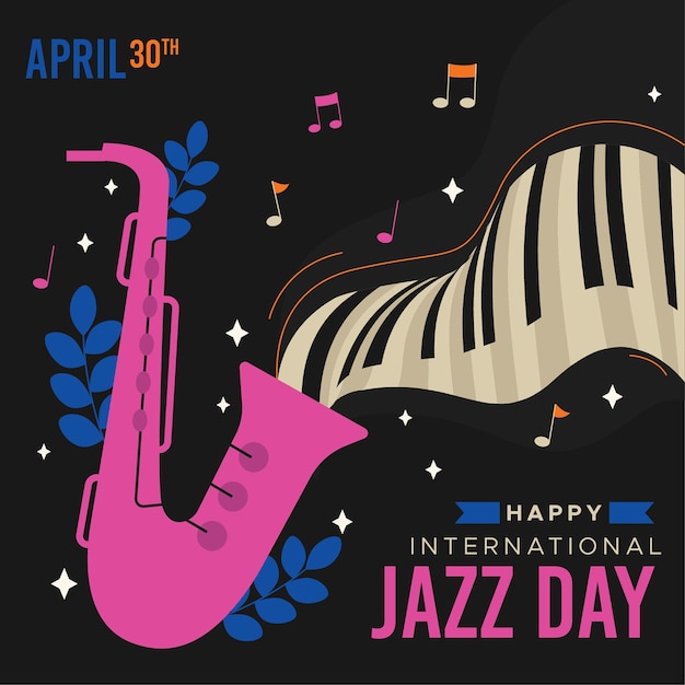 Vettore gratuito illustrazione del giorno piatto internazionale del jazz