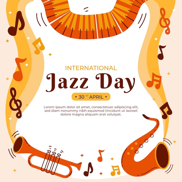 Illustrazione del giorno piatto internazionale del jazz