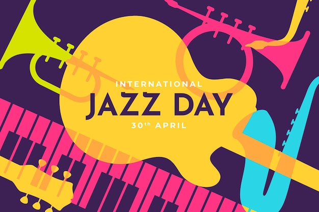 Vettore gratuito illustrazione del giorno piatto internazionale del jazz