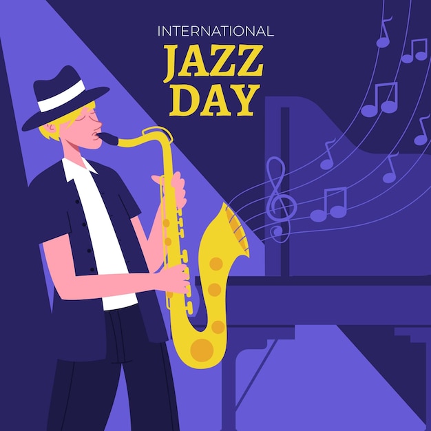 Free vector flat international jazz day illustration