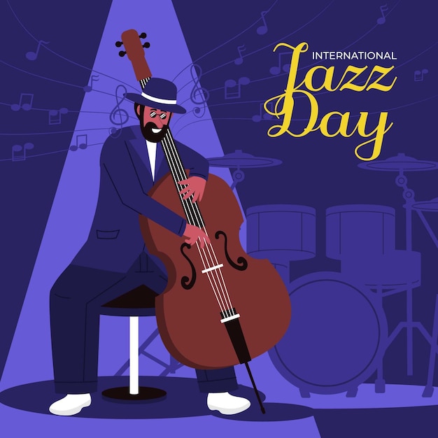 Flat international jazz day illustration