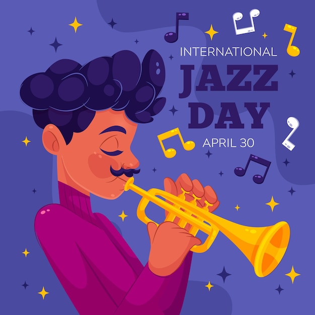 Free vector flat international jazz day illustration