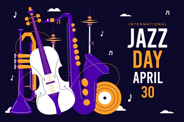 Flat international jazz day illustration