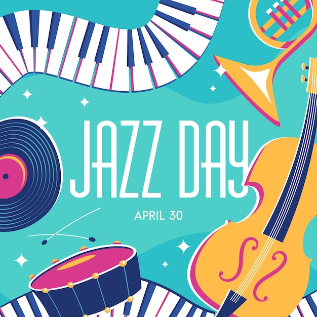 Flat international jazz day illustration