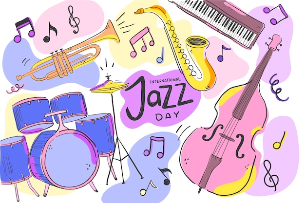 Flat international jazz day illustration