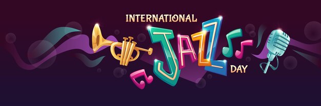 Flat international jazz day illustration