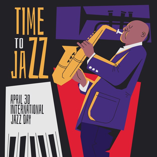 Flat international jazz day illustration