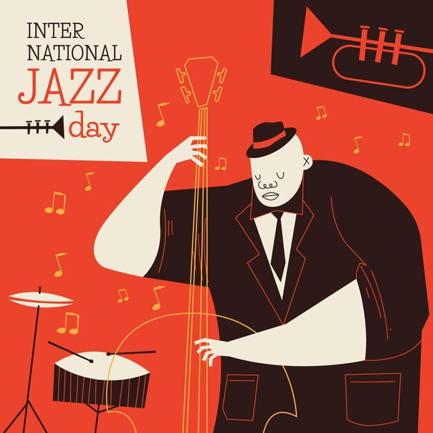 Flat international jazz day illustration