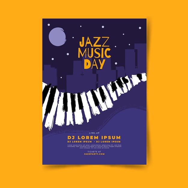 Free vector flat international jazz day poster template