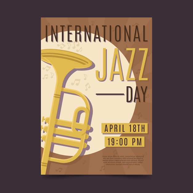 Free vector flat international jazz day poster