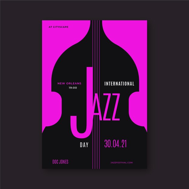 Flat international jazz day vertical poster template