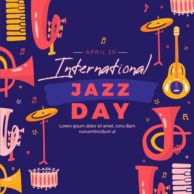 Free vector flat international jazz day