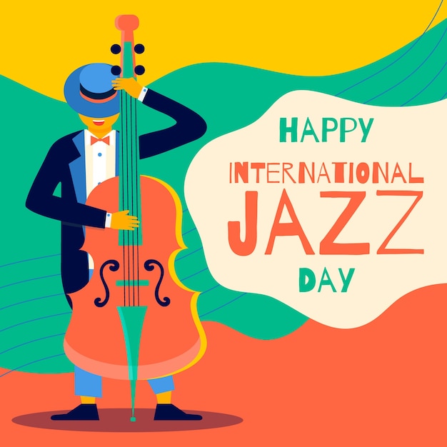 Free vector flat international jazz day