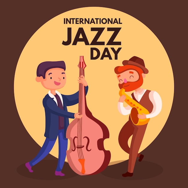 Free vector flat international jazz day