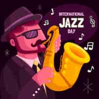 Free vector flat international jazz day