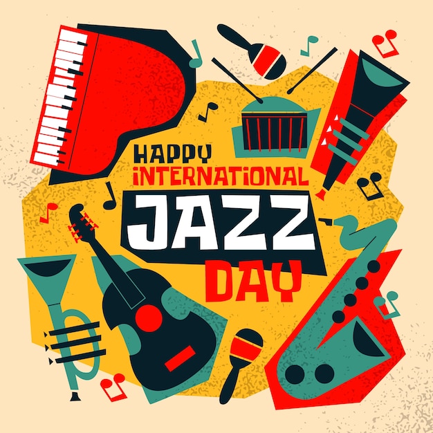 Free vector flat international jazz day