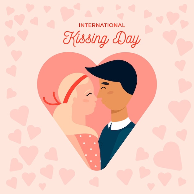 Free vector flat international kissing day illustration with couple