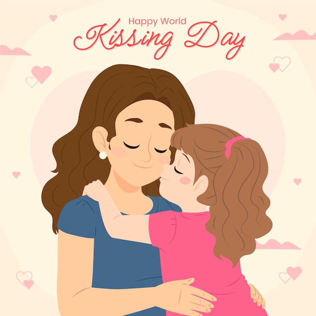 Бесплатное векторное изображение Иллюстрация международного дня плоских поцелуев