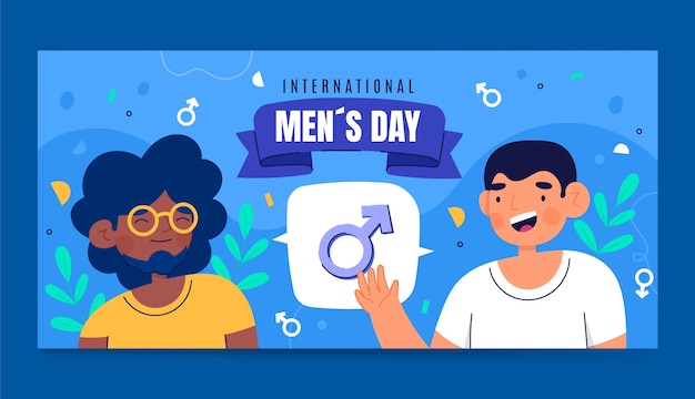 Flat international men's day horizontal banner template