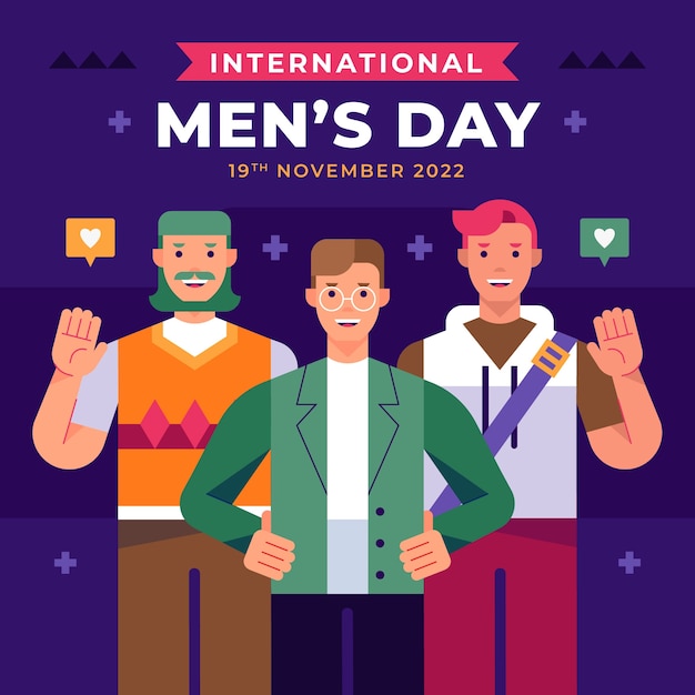 Flat international men's day illustration