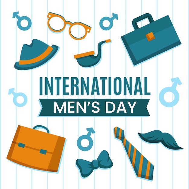 Vettore gratuito illustrazione piatta della giornata internazionale degli uomini